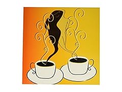 3dRose ct_174527_4 Image of 2 Coffee Cups with 2 Figures Intertwined Ceramic Tile, 12"
