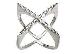 Swarovski Elements 18K White Gold Straight X Design Ring