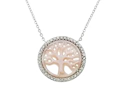 Sterling Silver Tree Of Life Pink Mother Of Pearl Pendant