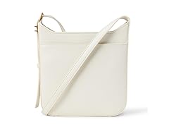 Faux Leather Sling Crossbody Bag, Ecru