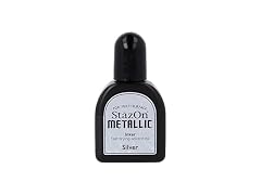 Tsukineko 1/2 Fluid Ounce StazOn Metallic Inker, Silver