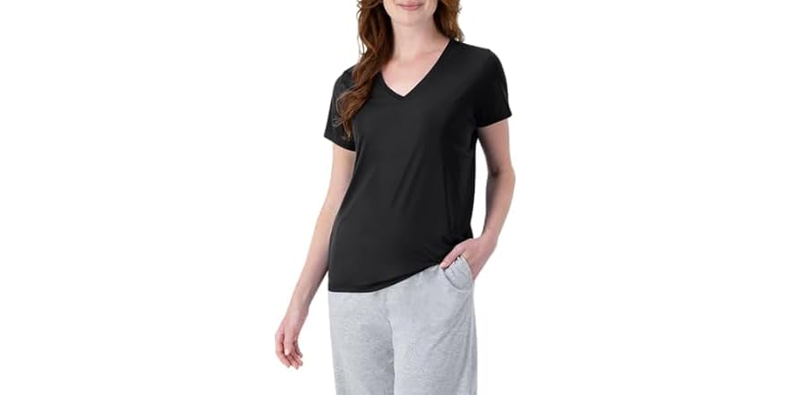 Hanes Womens Cool DRI VNeck Tee (2XL) Black