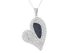 Swarovski Crystal Elements Black and White Heart Necklace