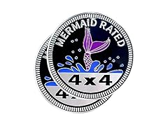  Mermaid Badge Car Emblem 4x4 Metal 2Pc