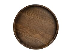 KINGCRAFT 20" Round M-Large Black Walnut Wood Ottoman Tray 