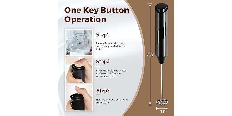 HealSmart Handheld Milk Frother – Electric Foam Maker for Coffee & More - Image 2