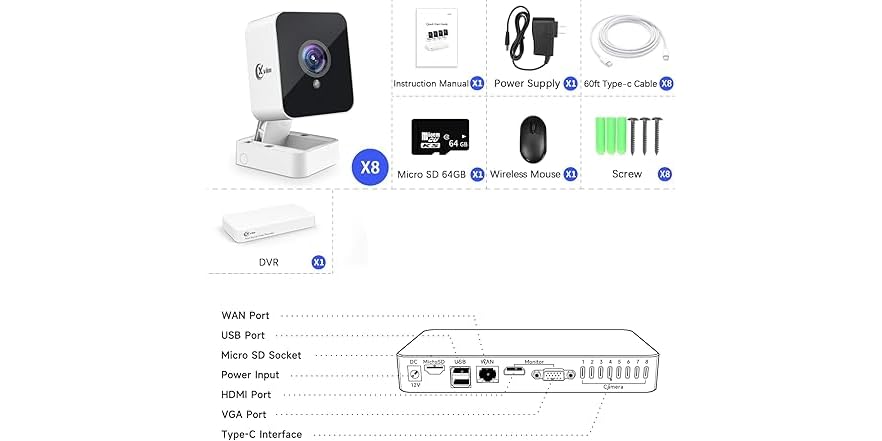 XVIM 8PCS Surveillance Camera System