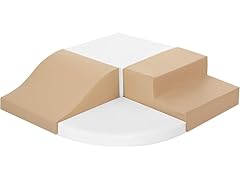 4-PC PU Leather Climbing Blocks, White/Coffee