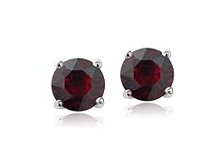 CZ Round Garnet Earrings