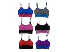 6Pk Contrast Color Lace Bralettes