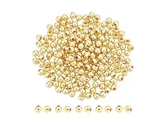 UNICRAFTALE 200pcs 4mm Golden Round Spacer Beads