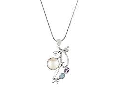 Mabe Pearl and Gemstones Dragonfly Pendant Necklace