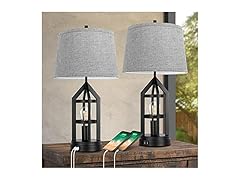 BesLowe 2-Light Grey Table Lamps 2Pk