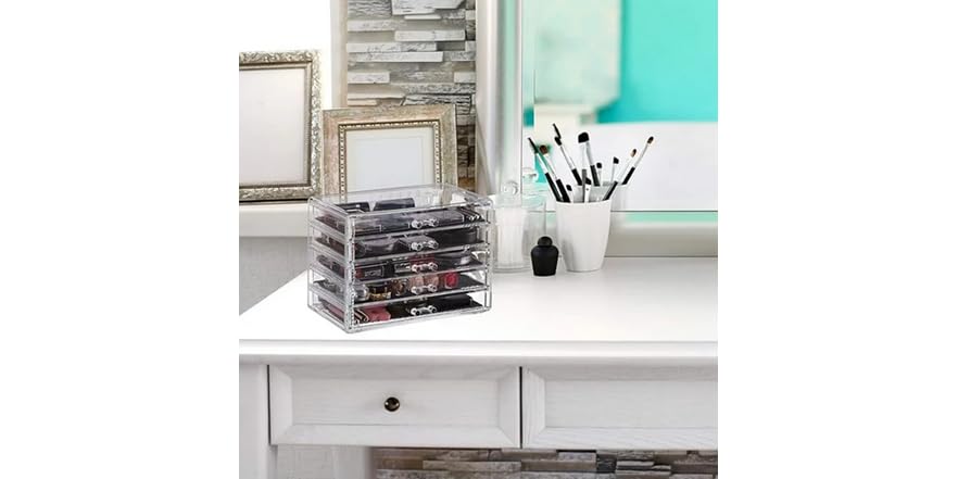 Three by Three Seattle 5 Piece Metal Organizer Tray Set for Storing Makeup, Stationery, Utensils, and More in Office Desk, Kitchen and Bathroom