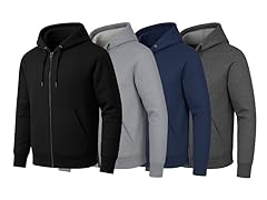 3Pk Mens Heavyweight Fleece-Lined Tech Zip Hoodie