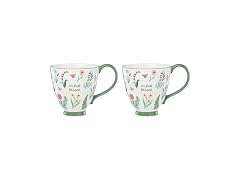 Oneida Coffee Mug Set, First Blooms Green Mugs 2 Pieces