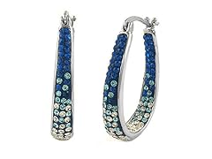 18Kt White Gold Plated Swarovski Elements Crystal Hoops