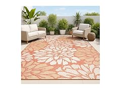 JONATHAN Y Floral Outdoor Rug 4x6 Orange