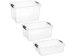 Superio Clear Storage Boxes with Lid, 3 Pack 