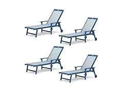 4 Set Dark Blue Outdoor Lounge Chair