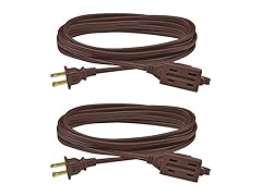 Clear Power 2-Pack 12FT 3 Outlet Indoor Extension Cord 16/2 SPT-2