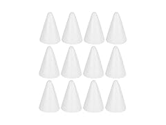 12-Pc White Foam Cones for DIY Crafts