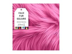 FabricLA Shaggy Faux Fur Square - 28" X 28", Bubble Gum