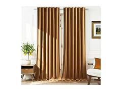Gold Brown Velvet Blackout Curtains