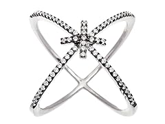 Swarovski Elements Two Tone Open Cross Over Ring