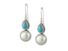 Tigerpearl White Pearl & Turquoise Earrings