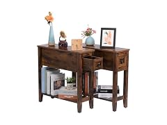 LUSUOWLZ Brown 2 Pack Narrow End Table