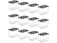 Storage Container with Hinged Lid, 27.5 Quart (12 Pack)