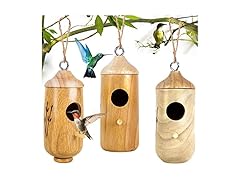 Wooden Hanging Hummingbird House 3Pk