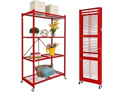 Origami R5 4-Shelf HD Folding Storage Rack, Red