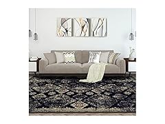 Superior 5'x8' Distressed Damask Border Rug