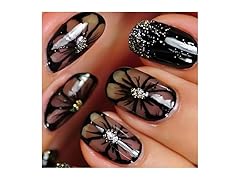 MINGCHUN 24 Pcs Black Press on Nails