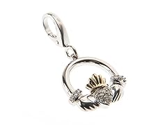 14Kt Gold, SS, Diamond Claddaugh Charm