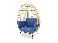 SereneLife Wicker Rattan Egg Chair with Cushions