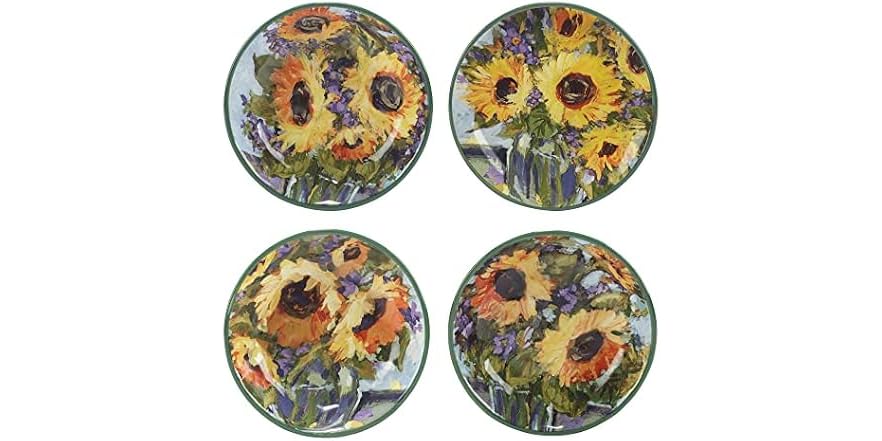 Sunflower Bouquet 38 oz. Soup/Pasta Bowls, Set of 4