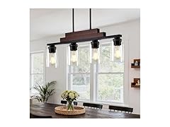 4-Light Linear Chandelier, Matte Black Pendant