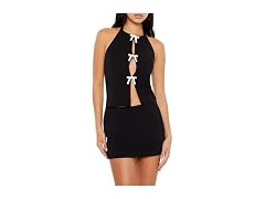 Forever 21 Women (M) Metallic Bow Halter Top