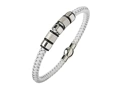 White & Silver Braided Wire Bracelet