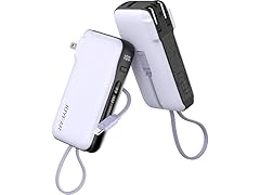 JOYFAR 10,000mAh Powerbank w/AC Plug and Built-in Cables