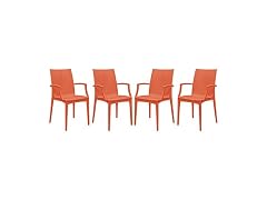 LeisureMod Hickory Stackable Patio Dining Armchair, 4pk