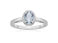 0.60ct Oval Shape Aquamarine and Halo Diamond Ring- Pick Size