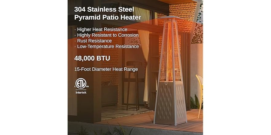 East Oak Pyramid Patio Heater, 48,000 BTU Outdoor Heater Pyramid