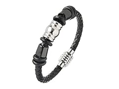 Black Braided Leather Clasp Bracelet