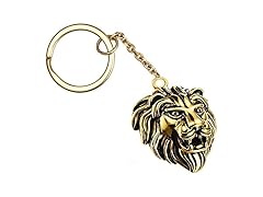 Steel Mens Biker Lion Skull Keychain