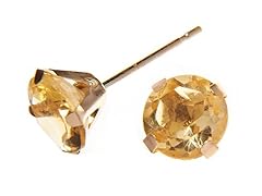 14K Gold 6mm Citrine Earrings