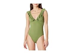 Amazon Essentials Women (M) Ruffle Swimsuit Olive